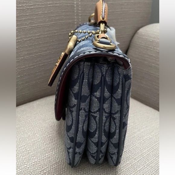 Coach Riley Top Handle 22 bag In Signature Chambray Denim Multi New - Picture 7 of 15